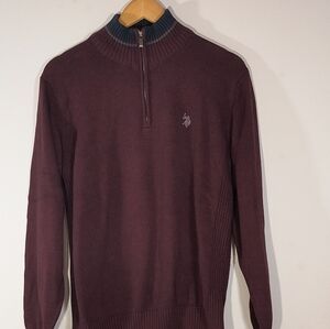 U.S. Polo Assn. Burgundy Zip-Up Sweater